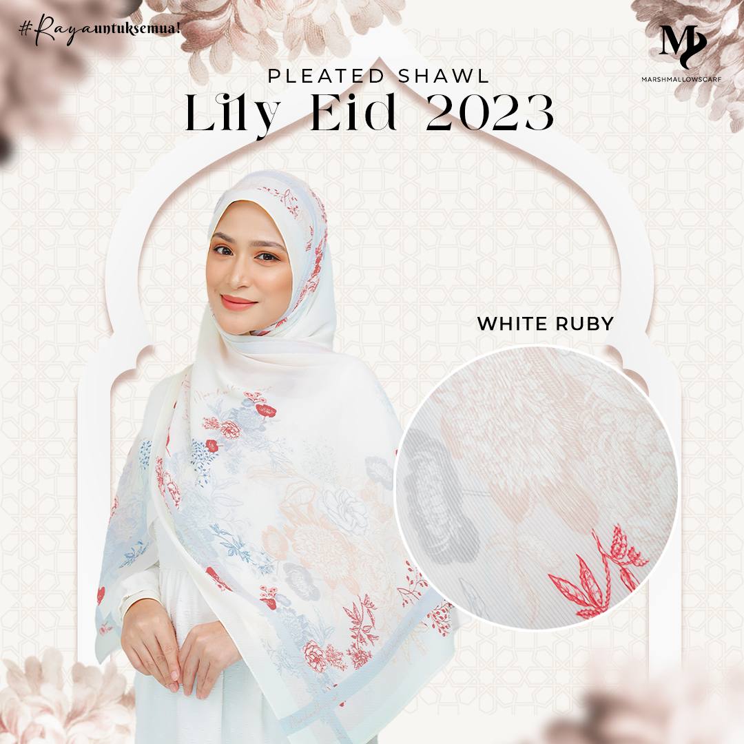 LILY PLEATED SHAWL - WHITE RUBY
